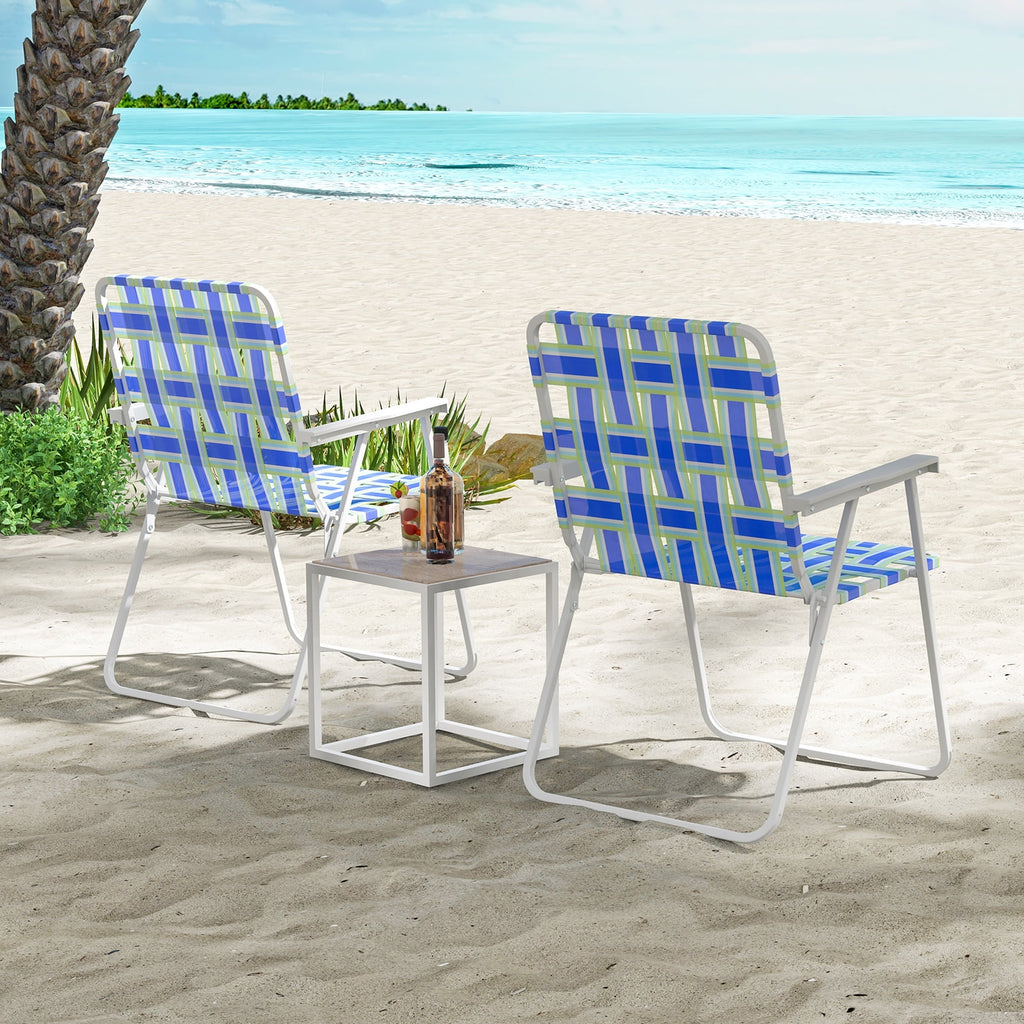 2PCS Lightweight Folding Beach Chair Blue O6454