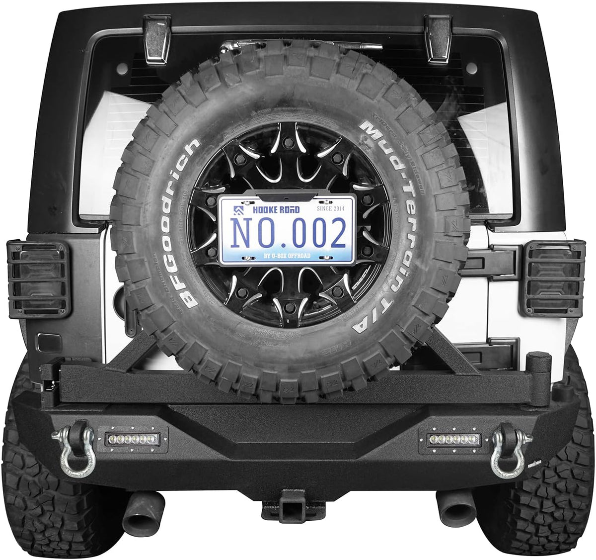 Rear Bumper with Spare Tire Carrier & Receiver Hitch & 2x LED Floodlights O1996