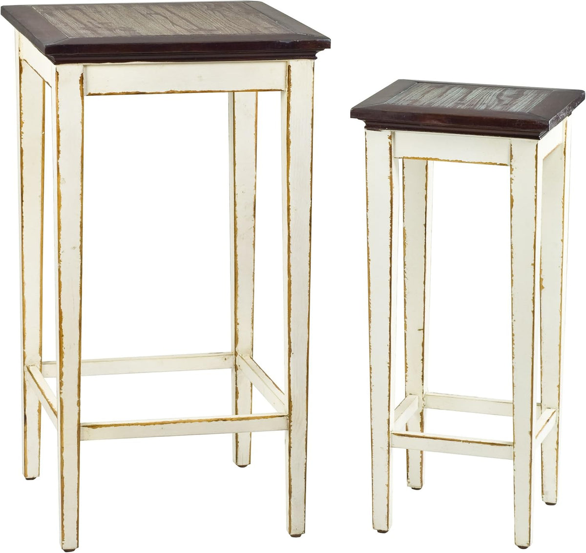 Antiqued White and Dark Brown Nesting Tables N985