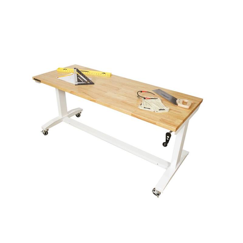 White Adjustable Height Worktable M8071