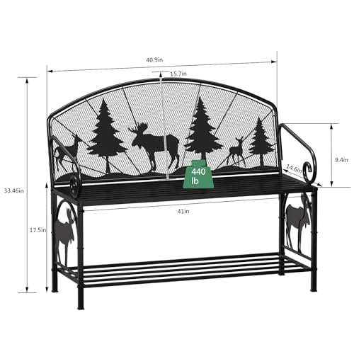 Outdoor Bench with Backrest and Armrests T1533