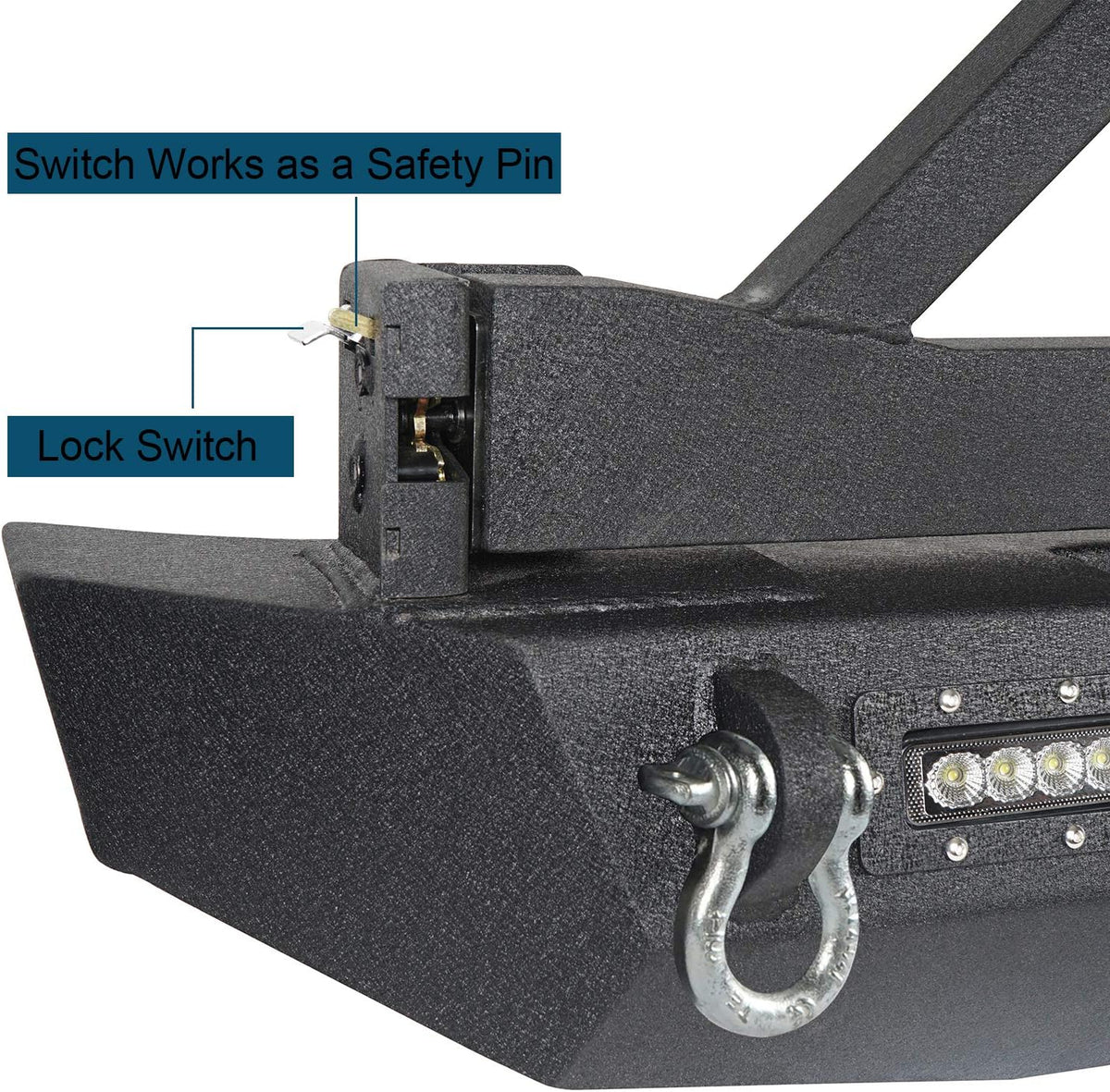 Rear Bumper with Spare Tire Carrier & Receiver Hitch & 2x LED Floodlights O1996