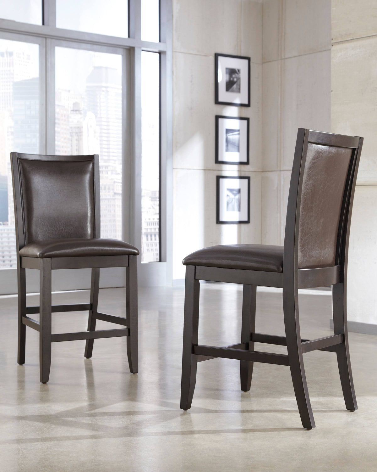 Brown Upholstered Barstool Set of 2 O7668