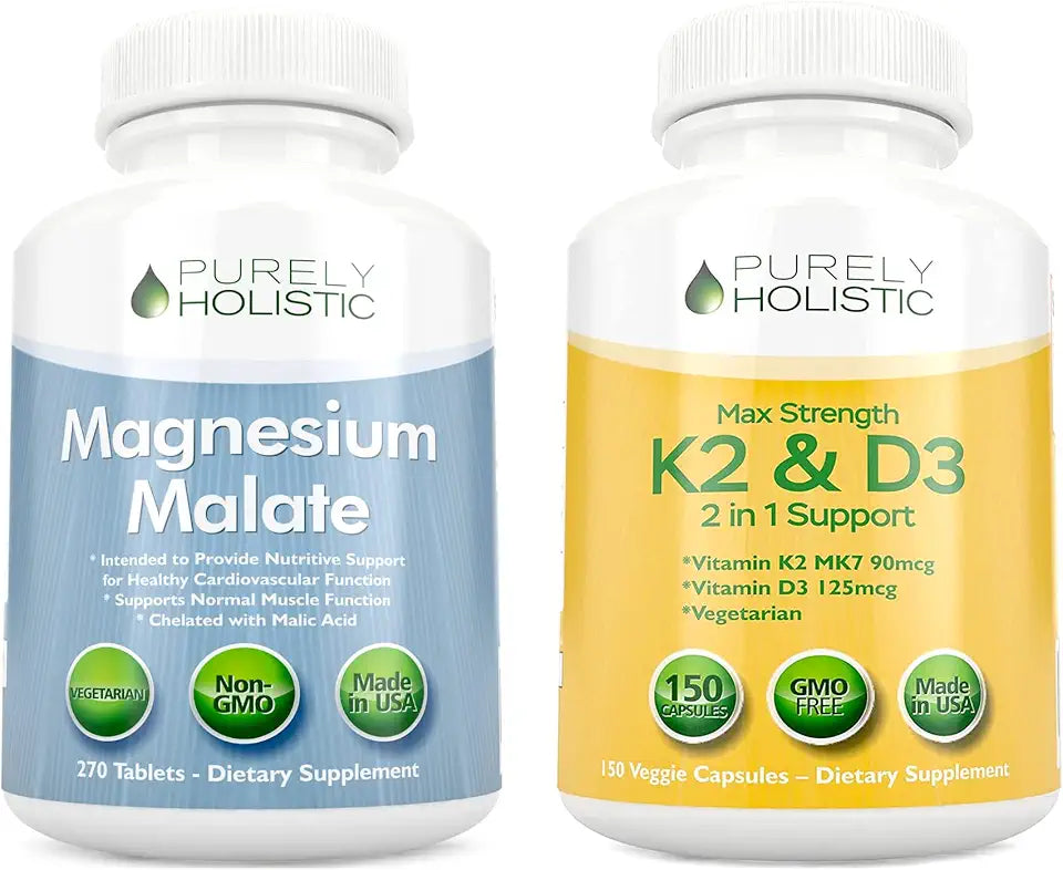 Magnesium Malate 400mg Vitamin D3 K2 270 Tablets 150 Capsules Vegetarian F493481