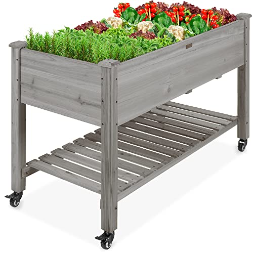 48x24x32-inch Mobile Elevated Wood Planter V849285