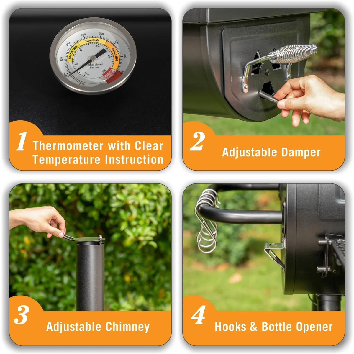 Charcoal Grill with Offset Smoker Black T294059