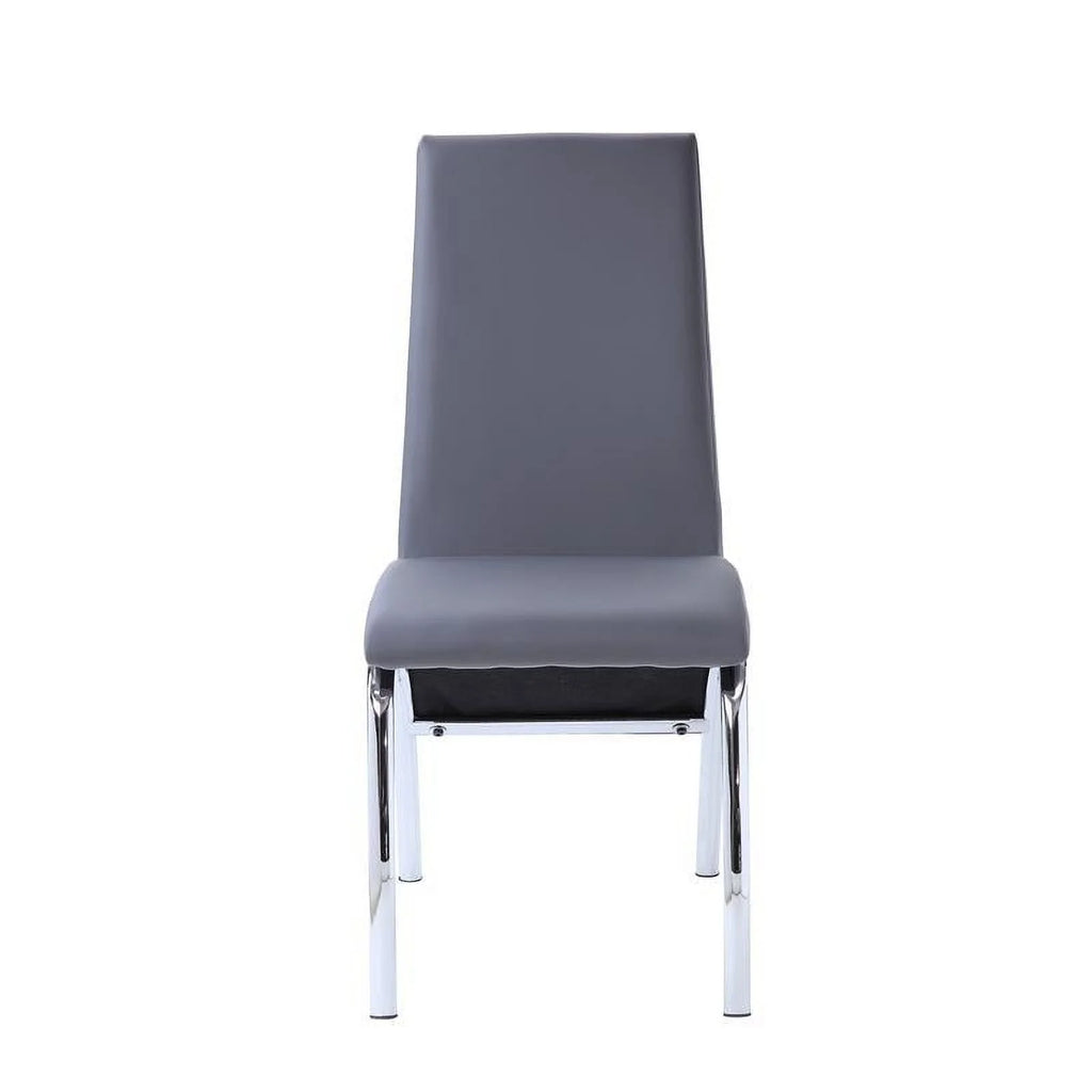 Gray Faux Leather Dining Side Chair Set of 2 E65941