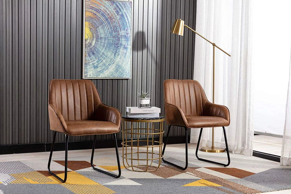Synthetic Leather Upholstered Dining Chairs Set of 2 E34623