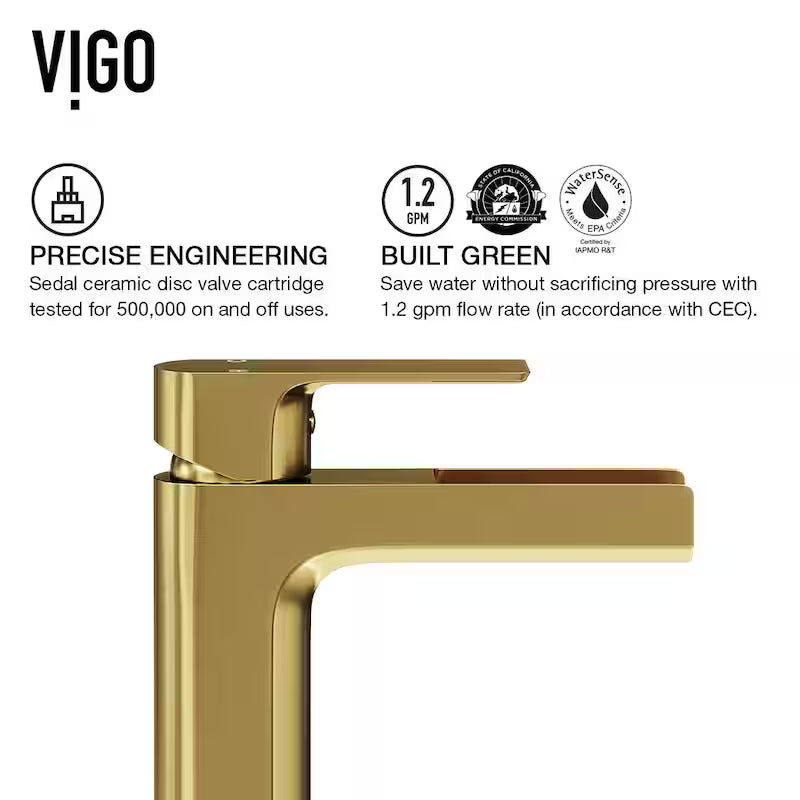 Single Handle Single-Hole Bathroom Vessel Faucet Matte Brushed Gold Q9579