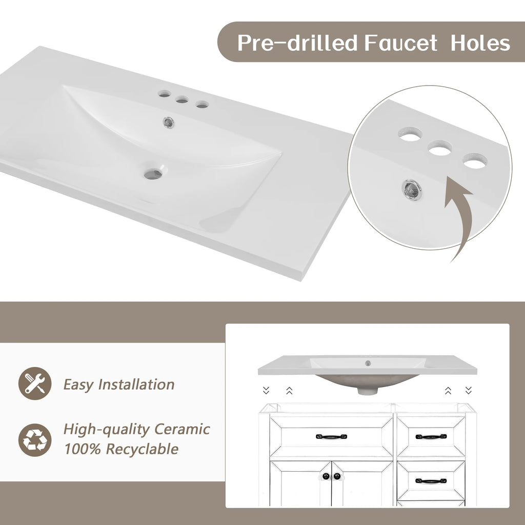36" Grey Bathroom Vanity with Sink Combo D336