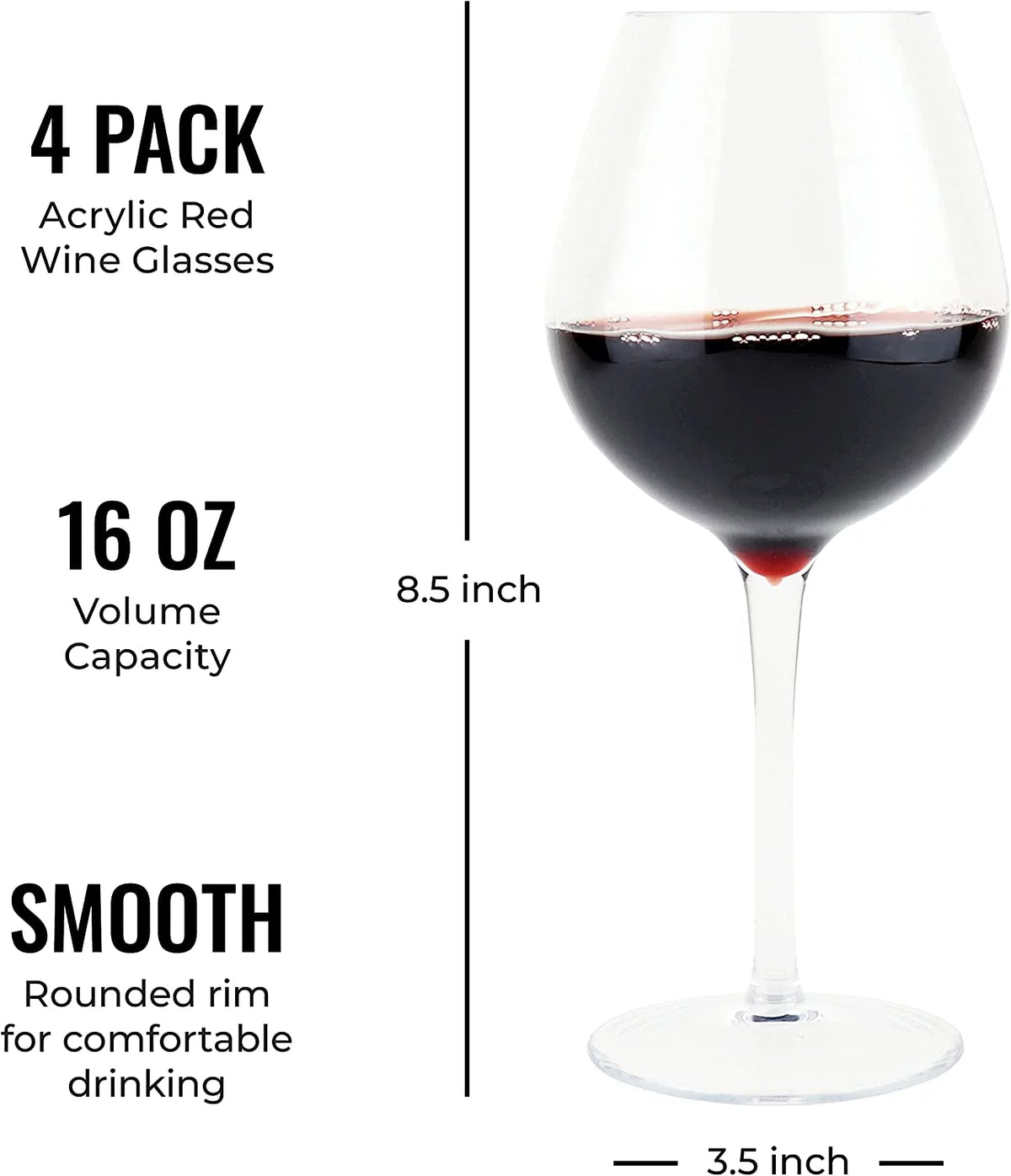 Unbreakable Red Wine Glasses, 4 Pack P8260