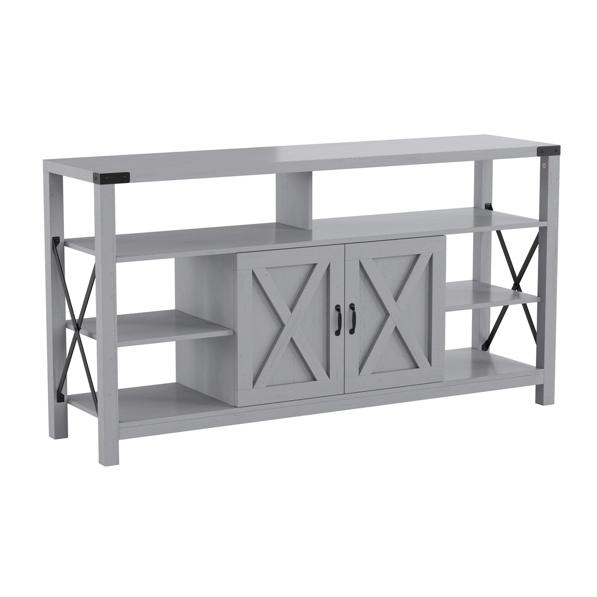 Coastal Gray TV Stand with Adjustable Shelf and Storage K582
