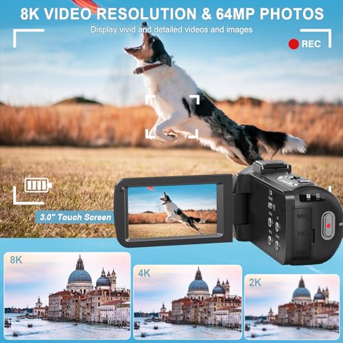 8K Video Camera 64MP Camcorder 18X Digital Zoom IR Night Vision WiFi P387388