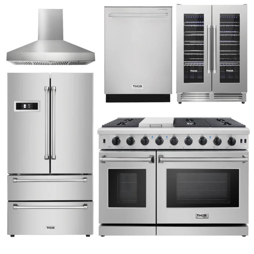 48 Gas Range, Range Hood, Refrigerator, Dishwasher, Wine Cooler C196