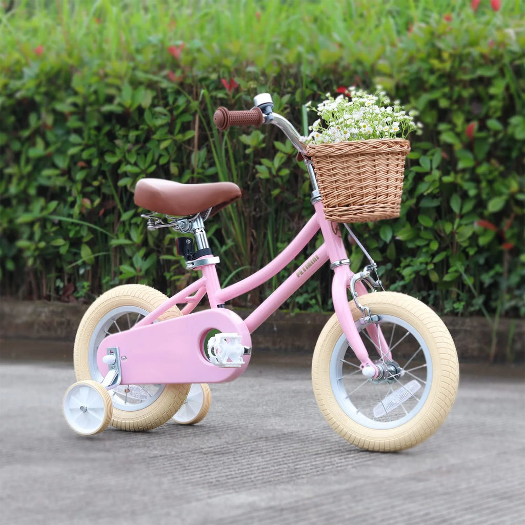 14 Inch Child Bicycle with Basket, Bell, and Training Wheels, Pink N34660