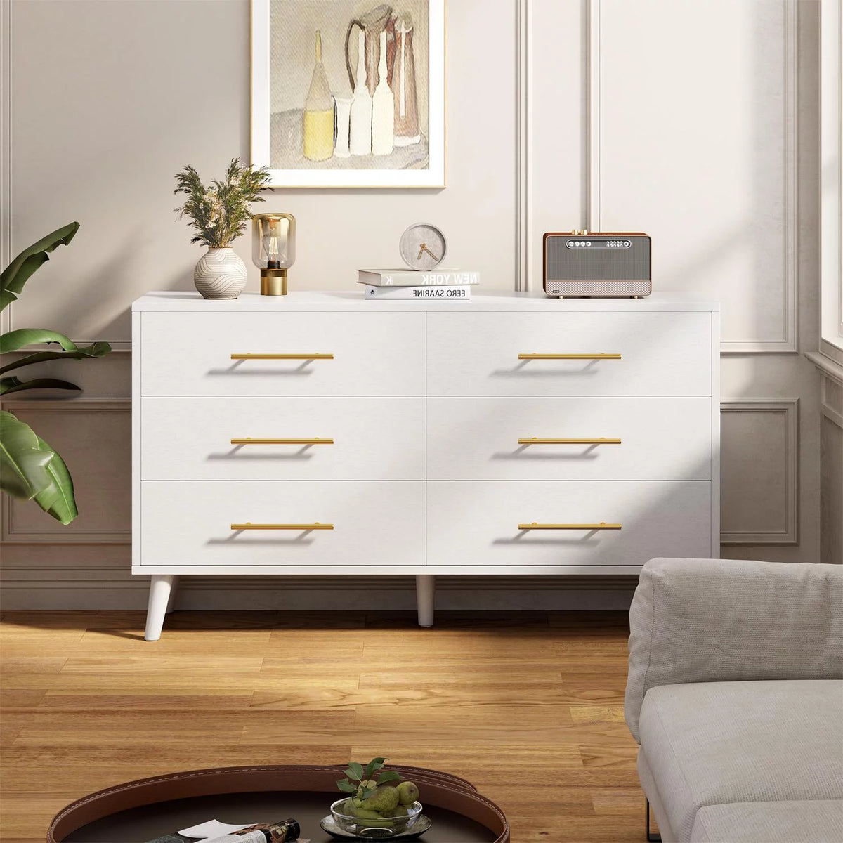 White 6 Drawer Dresser D3463