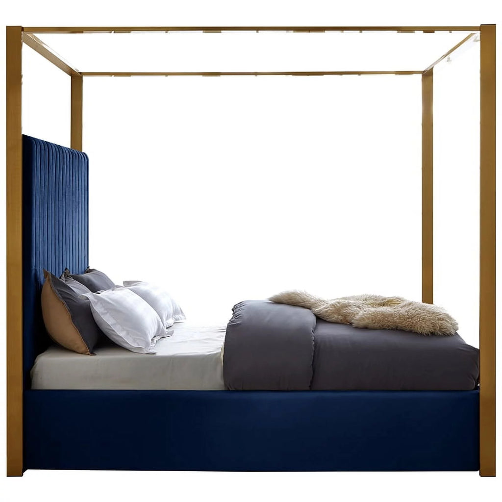 Navy Velvet Queen Bed A353141