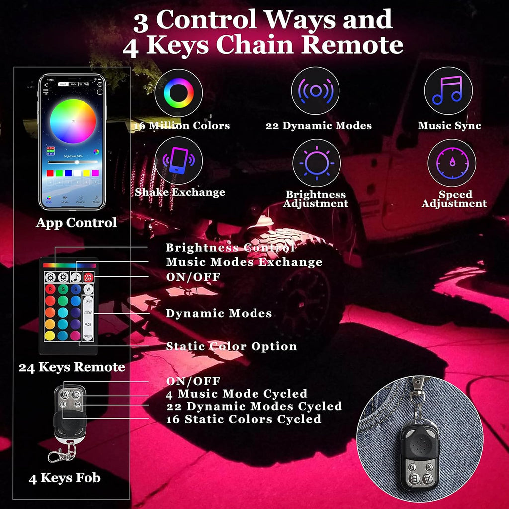 LED Rock Lights, 180 LEDs RGB IP68 Waterproof (12 Pods) S64608