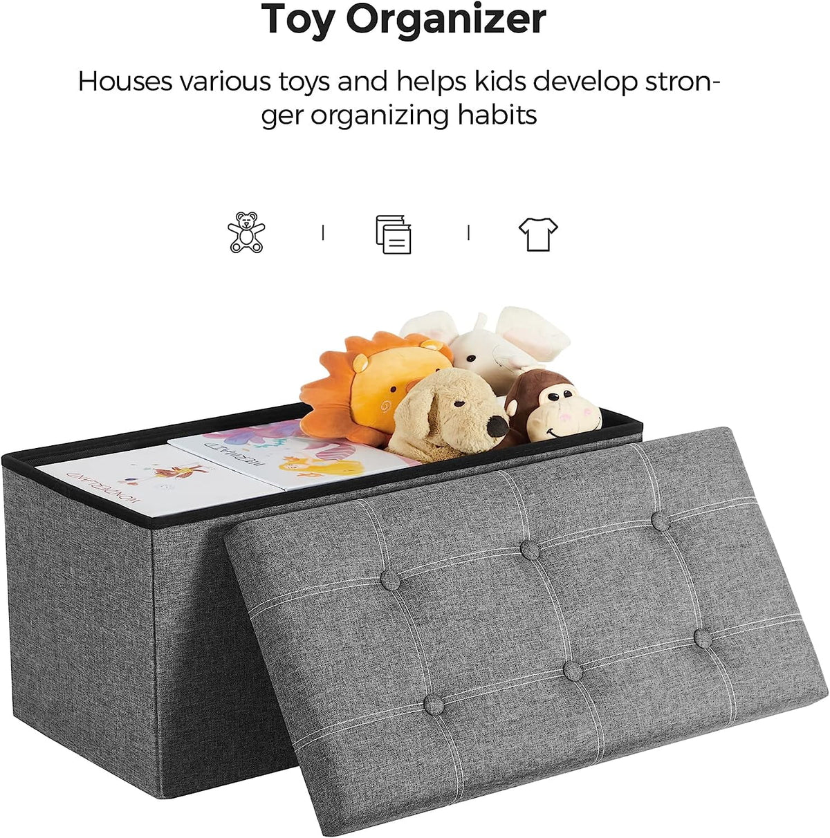 Light Gray Folding Storage Ottoman T91815