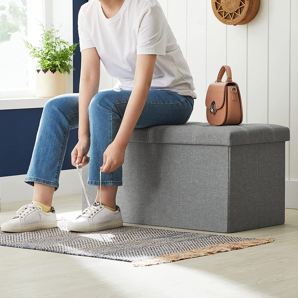 Light Gray Folding Storage Ottoman T91815