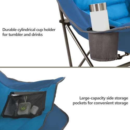 Oversized XL Padded Camping Chair Heavy Duty Portable Folding with Side Pocket Cup Holder O114
