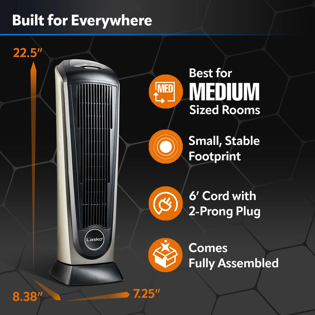 1500W Oscillating Ceramic Tower Space Heater with Remote H861