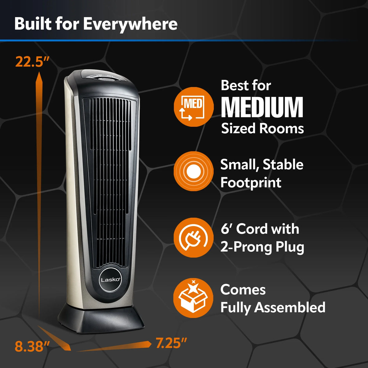 1500W Oscillating Ceramic Tower Space Heater with Remote H861
