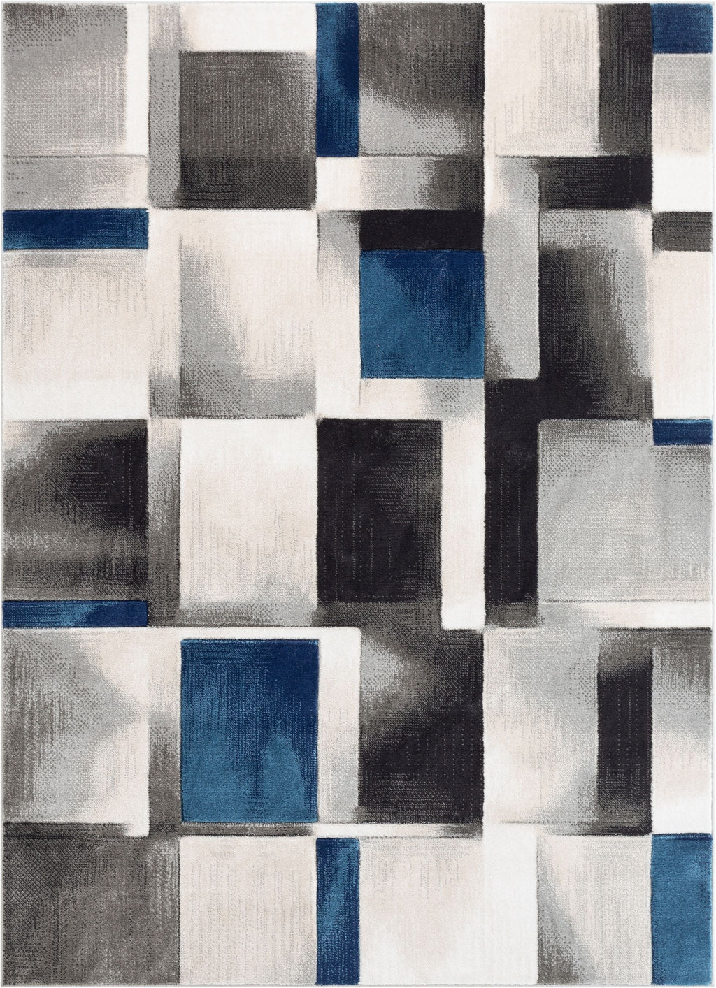 Blue Modern Geometric Area Rug T615