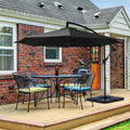 10ft Heavy Duty Offset Cantilever Patio Umbrella with 4-Piece Base, Beige O507