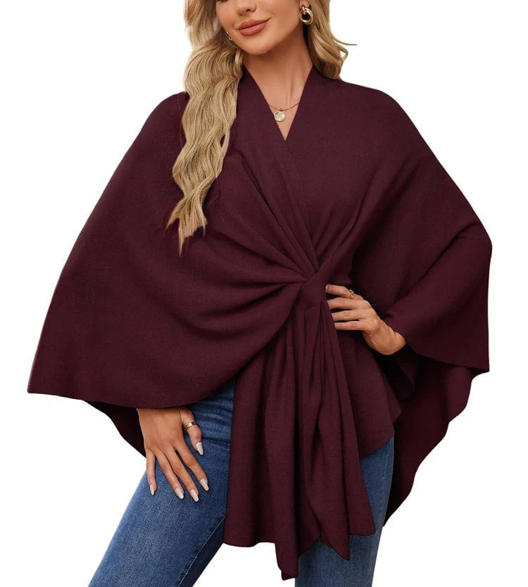 Shawl Wraps Open Front Poncho Sweater T6152