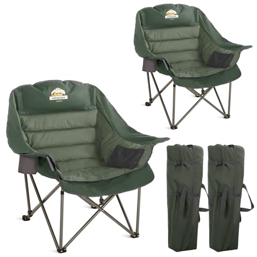 Oversized XL Padded Camping Chair Heavy Duty Portable Folding with Side Pocket Cup Holder O114