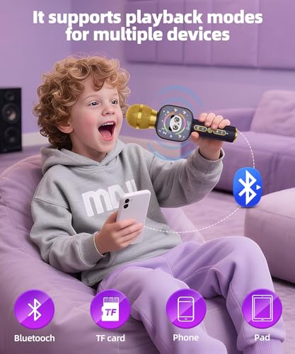 Bluetooth Karaoke Microphone Toy with LED Lights C64392