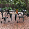 Commercial Grade Indoor/Outdoor Dining Table, Brown Poly Resin Top with Black Steel Base S255