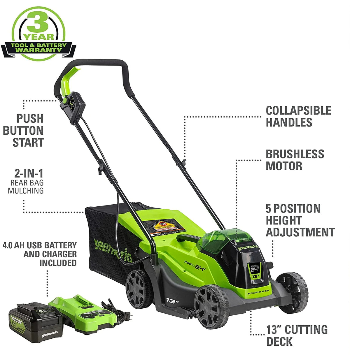 24V 13 Brushless Lawn Mower H534