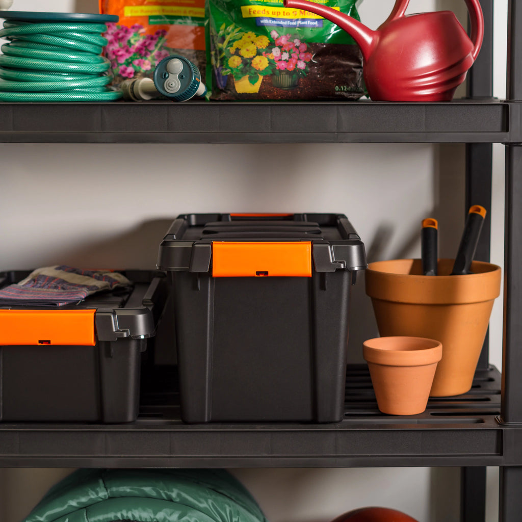 5 Gallon Heavy Duty Plastic Storage Bin Black, Set of 4 W647