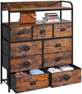 Rustic Brown 9 Drawer Dresser with 2 Shelves K5794