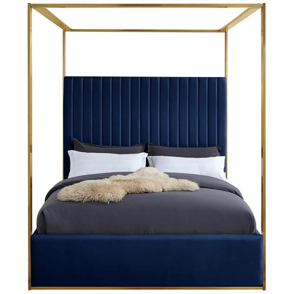 Navy Velvet Queen Bed A353141