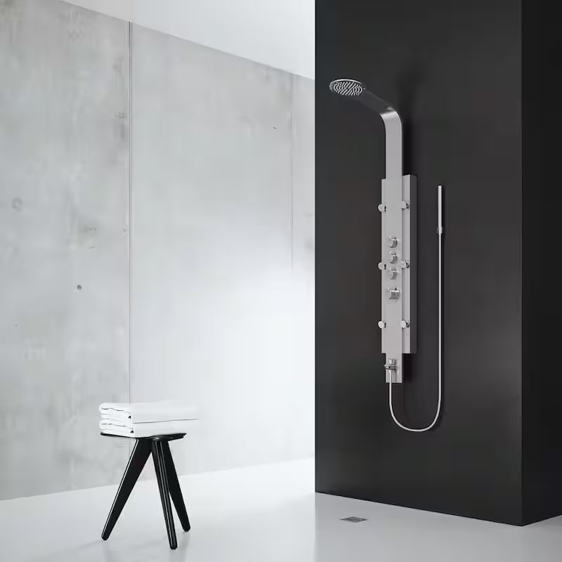 6-Jet Shower Panel System with Rainhead and Hand Shower Wand in Stainless Steel U596