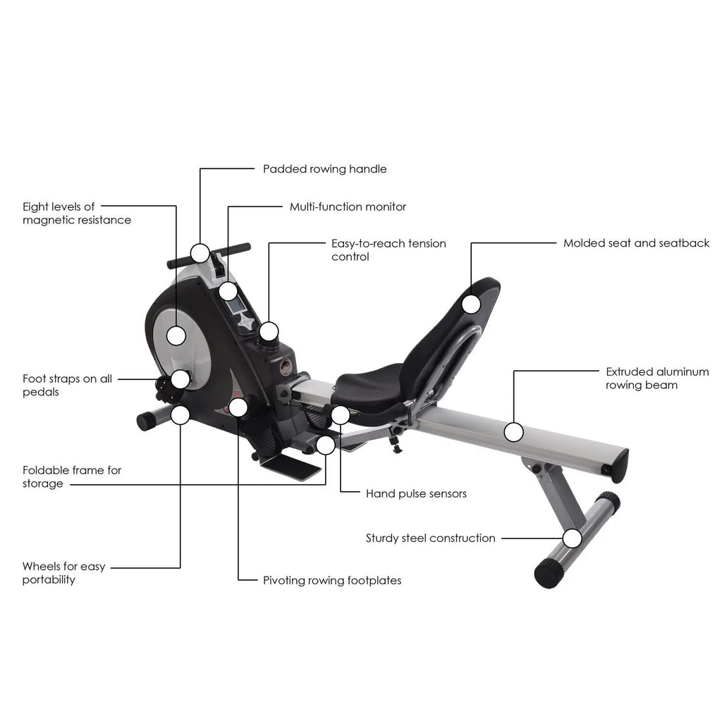 2 in 1 Recumbent Exercise Bike and Rower Machine O716