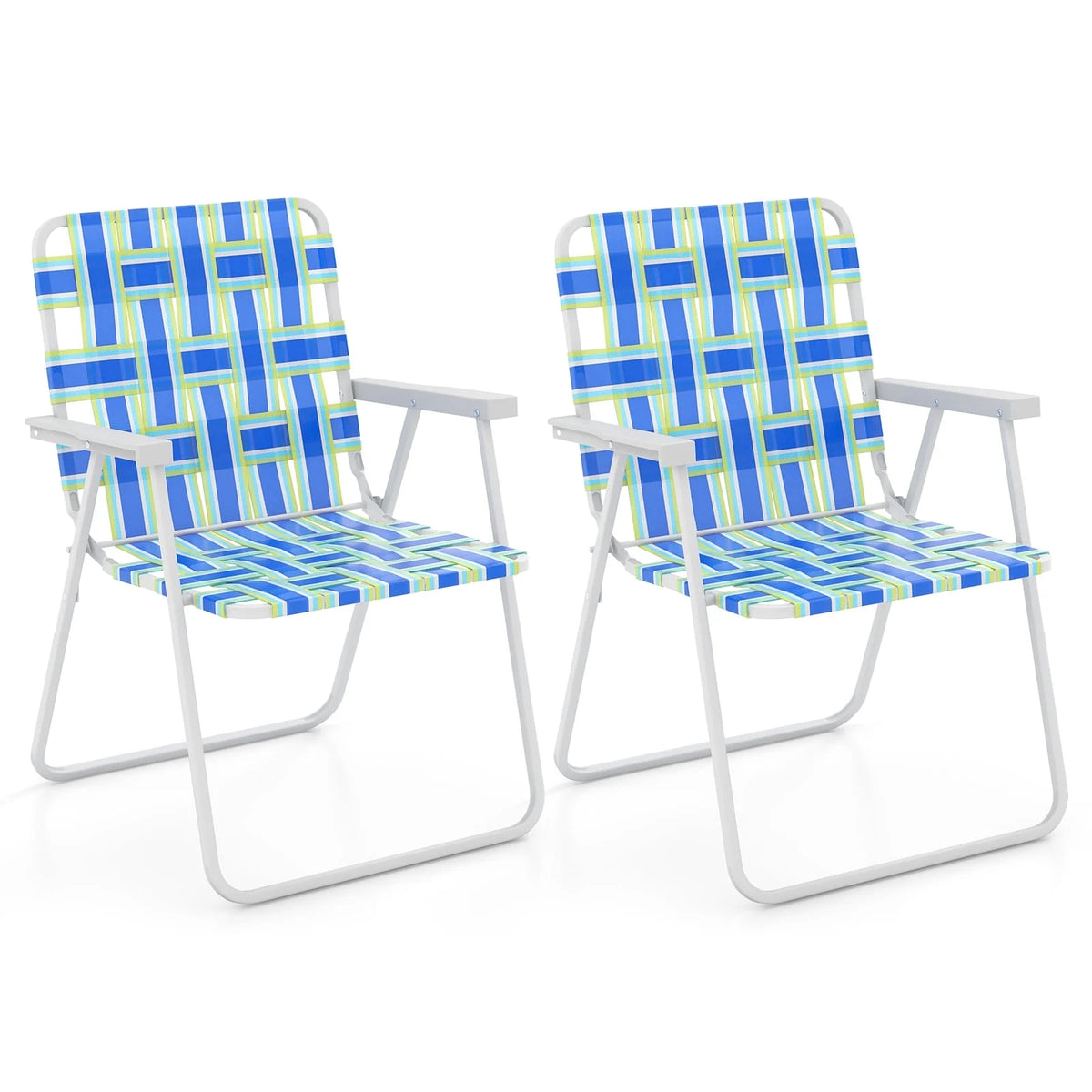 2PCS Lightweight Folding Beach Chair Blue O6454