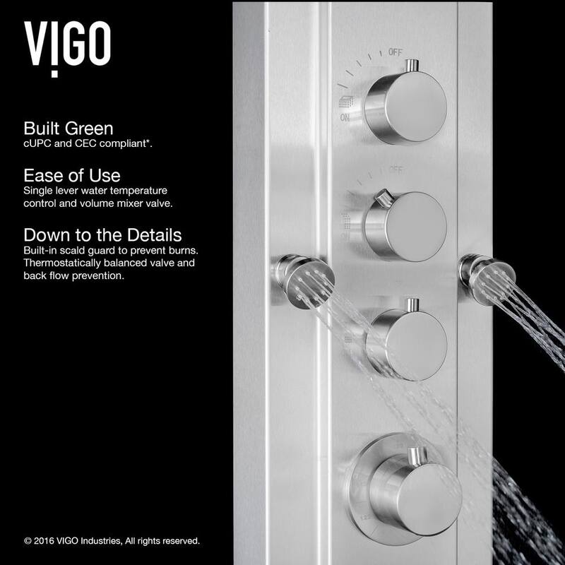 6-Jet Shower Panel System with Rainhead and Hand Shower Wand in Stainless Steel U596