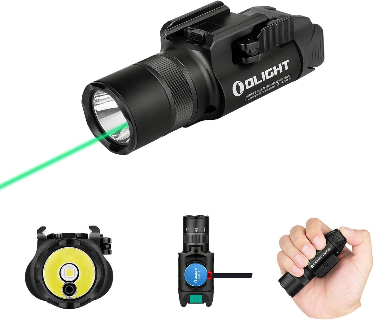 1350 Lumens Rechargeable Tactical Flashlight with Green Beam and White LED C608372