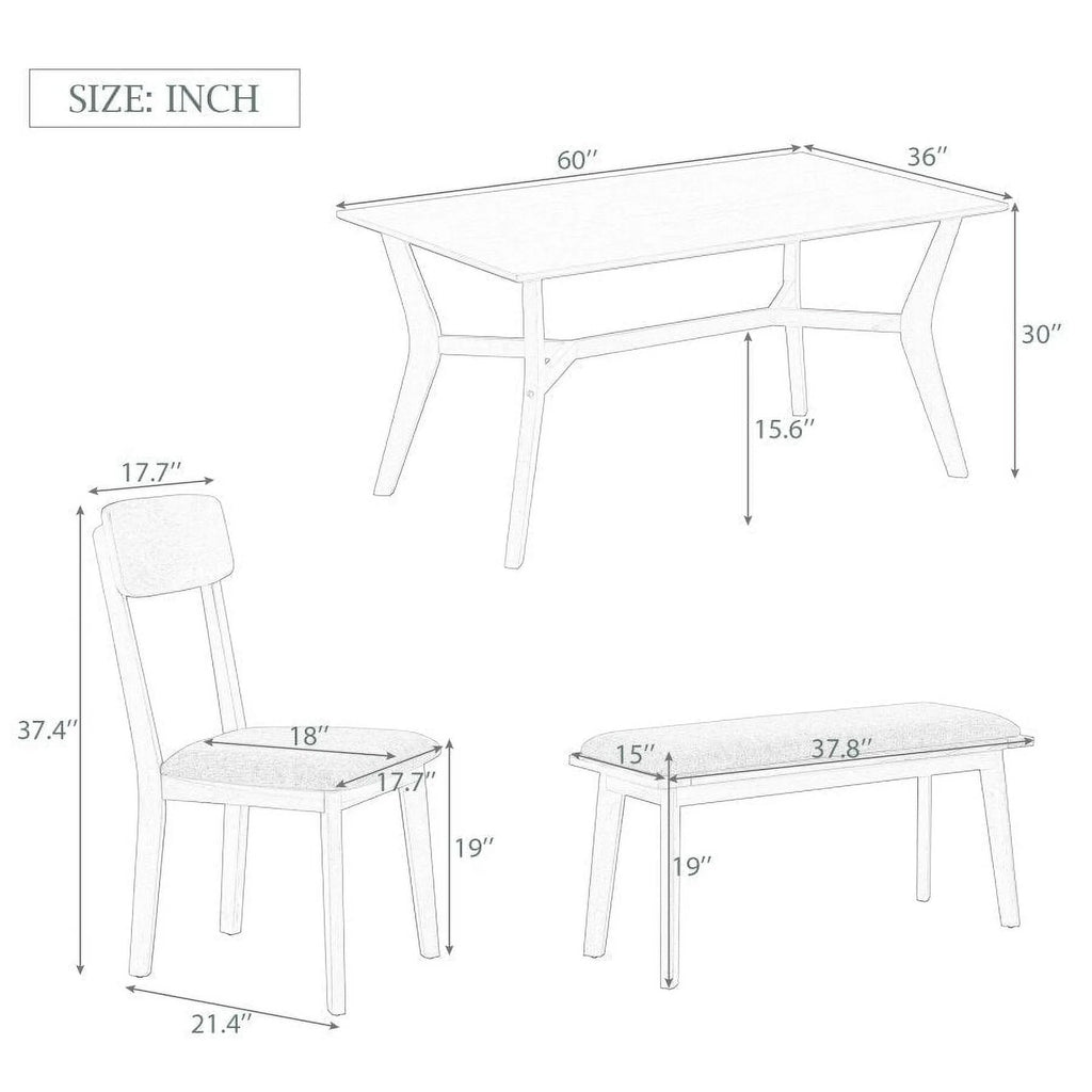 6 Piece Dining Table Set with Bench M945965