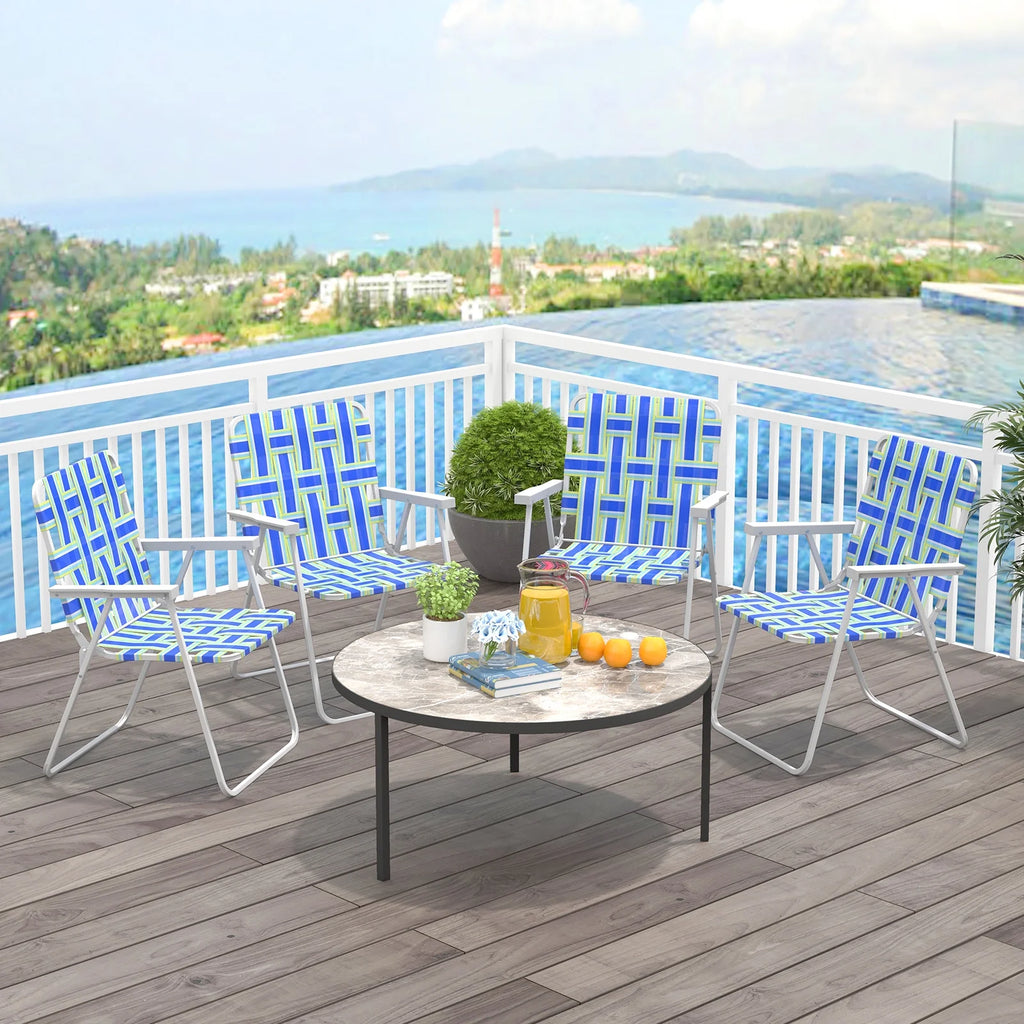 2PCS Lightweight Folding Beach Chair Blue O6454