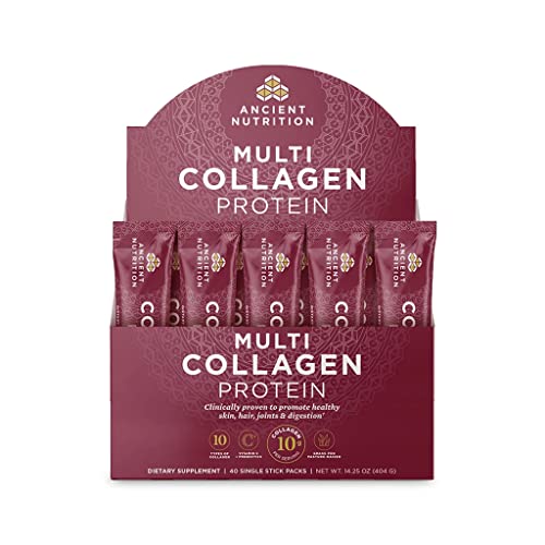Unflavored Multi Collagen Powder Packets with Vitamin C, Pack of 40 F3158