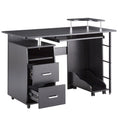 Black Single Solid Wood Computer Desk with Storage Shelves and File Cabinet B8476