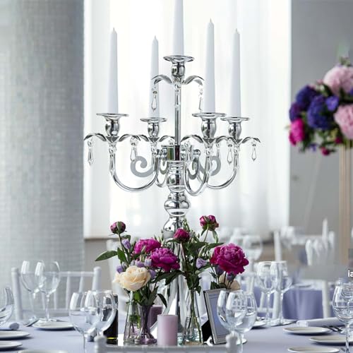 20'' Tall Crystal 5 Arm Candle Holders Set of 4 Black N492361
