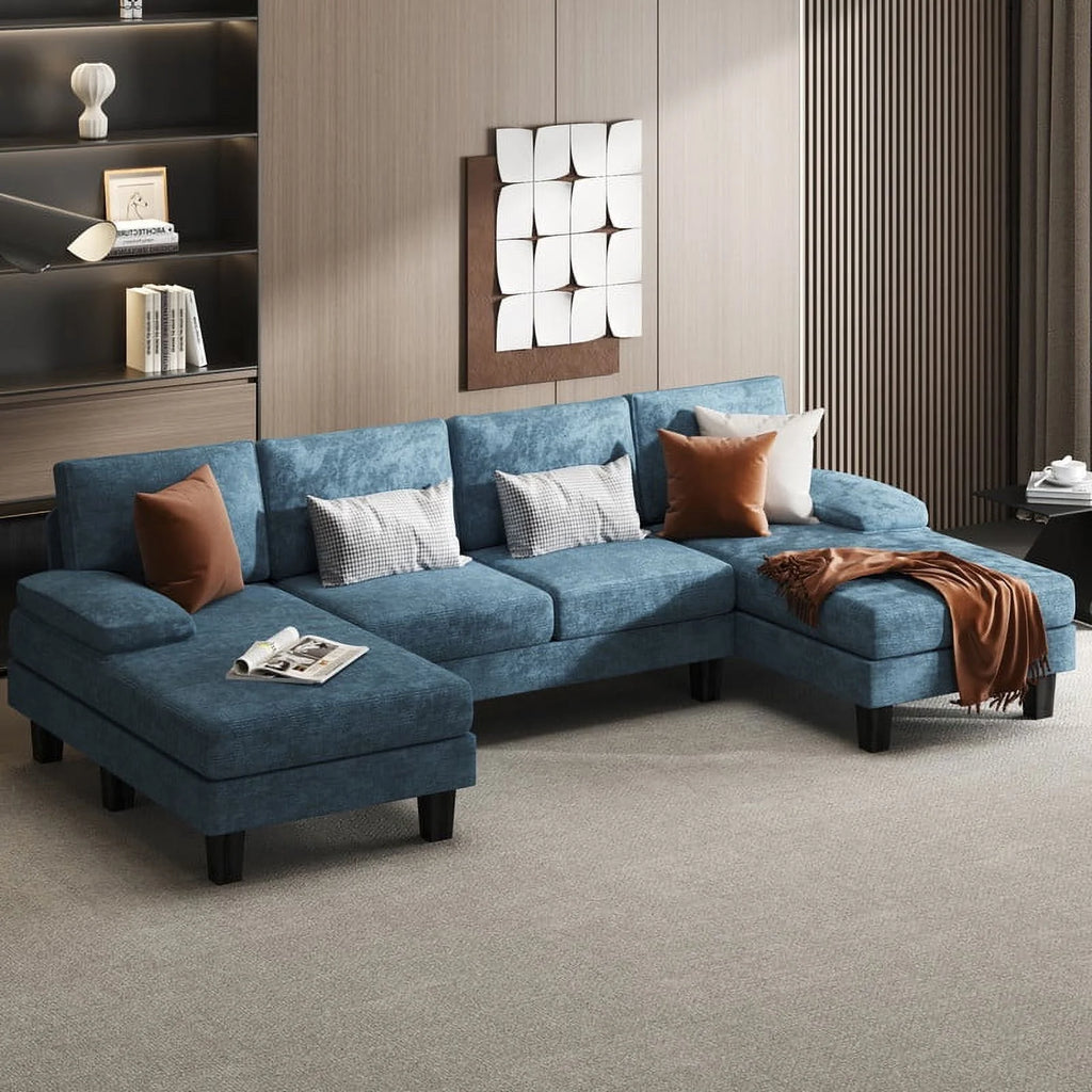 Gray Chenille U-Shape Sectional Sofa S793