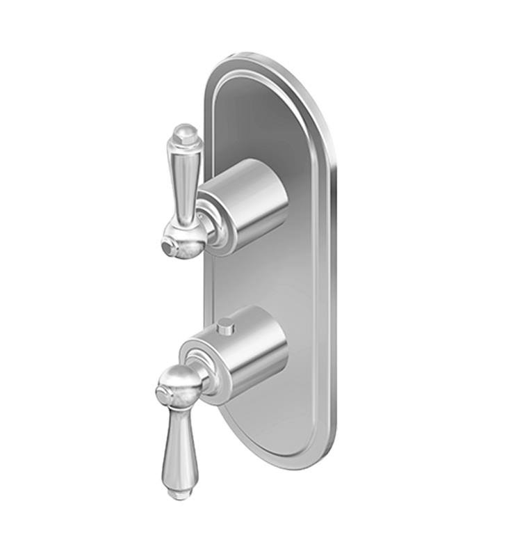 Two Hole Vertical Trim Plate with Handle in Polished Nickel K994