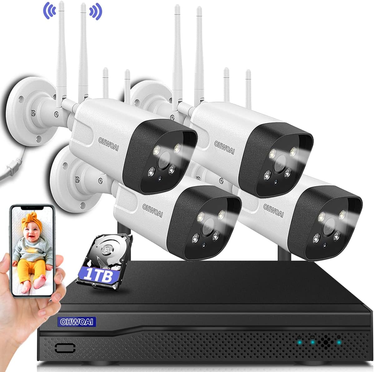 8 Channel 1080P Wireless Security Camera System with 1TB Hard Drive F80216